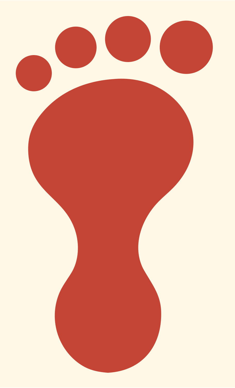 Bold Footprint Toes Logo #fff8e7/#c44536