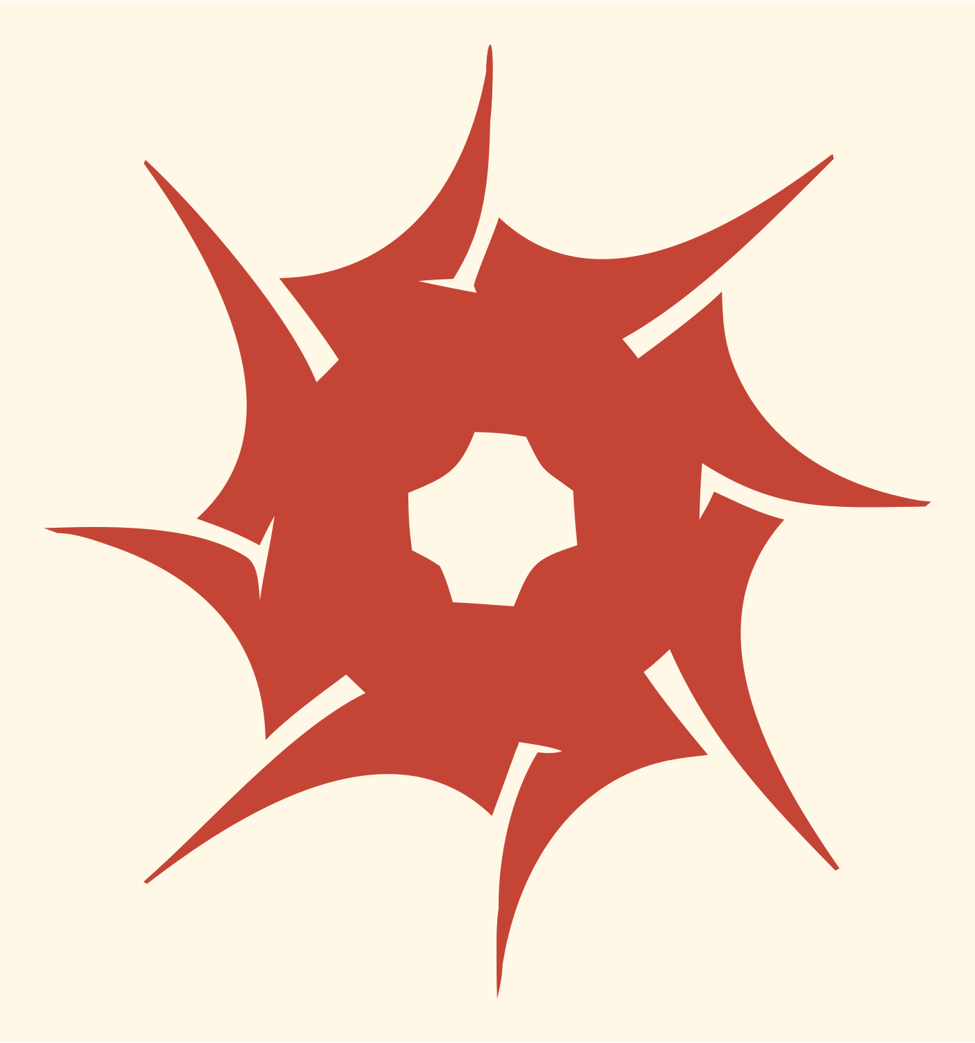 Spiked Ring Burst Logo #fff8e7/#c44536