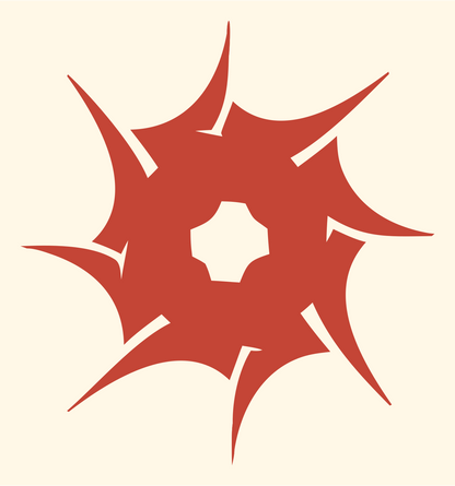 Spiked Ring Burst Logo #fff8e7/#c44536