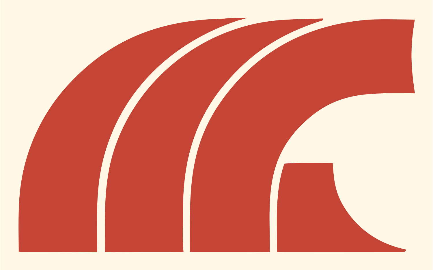 Overlapping Curved Arcs Logo #fff8e7/#c44536