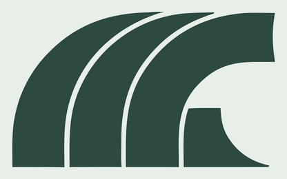 Overlapping Curved Arcs Logo #e8efe9/#2d4a3e