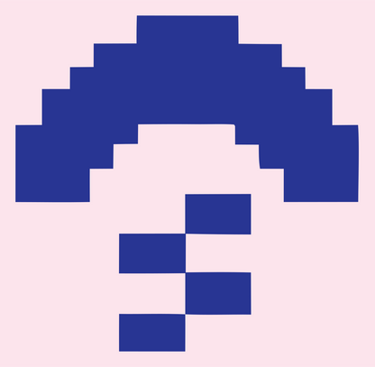 Pixel Question Mark Logo #fce4ec/#283593