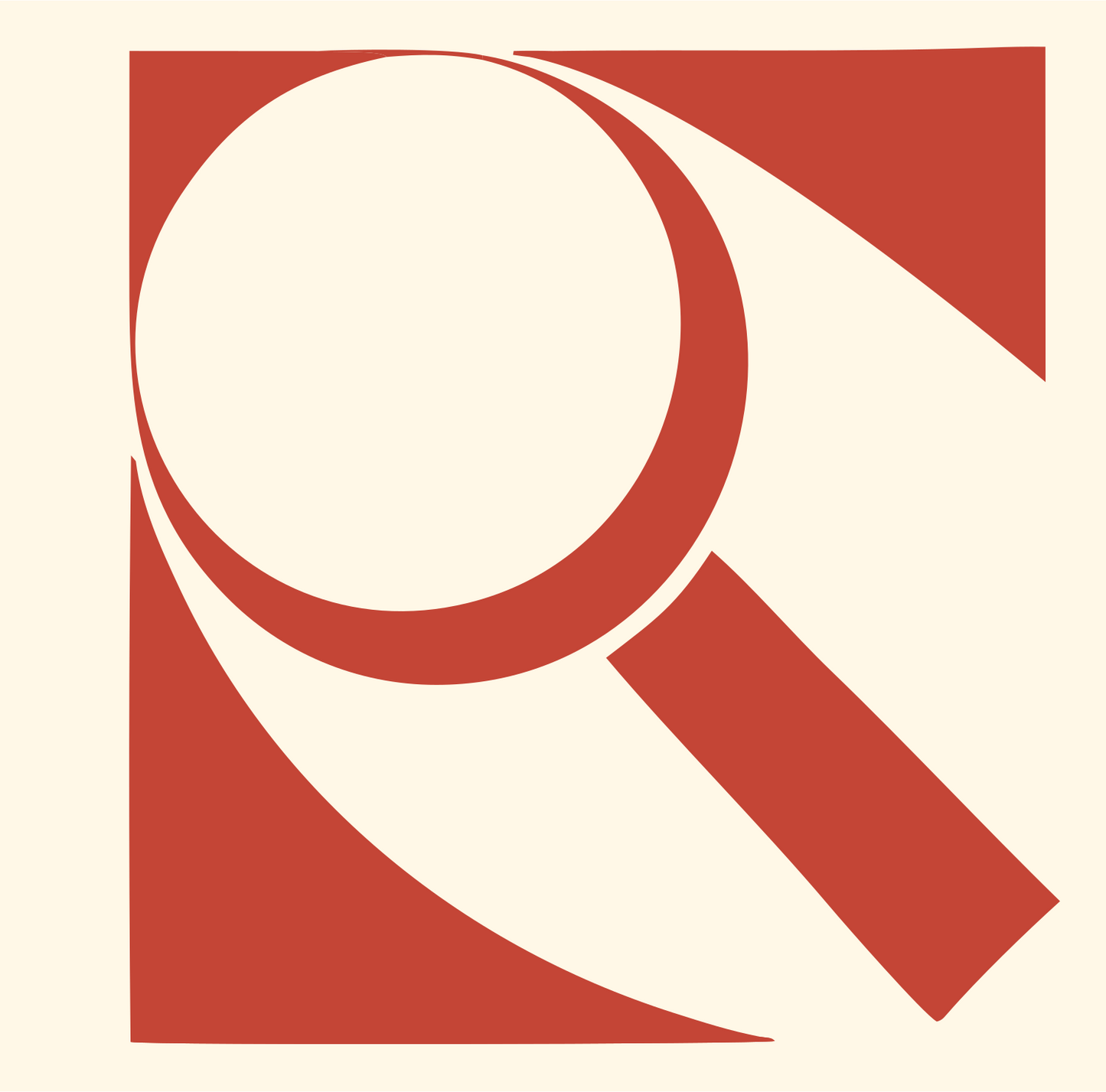 Swiss Style Magnifier Logo #fff8e7/#c44536
