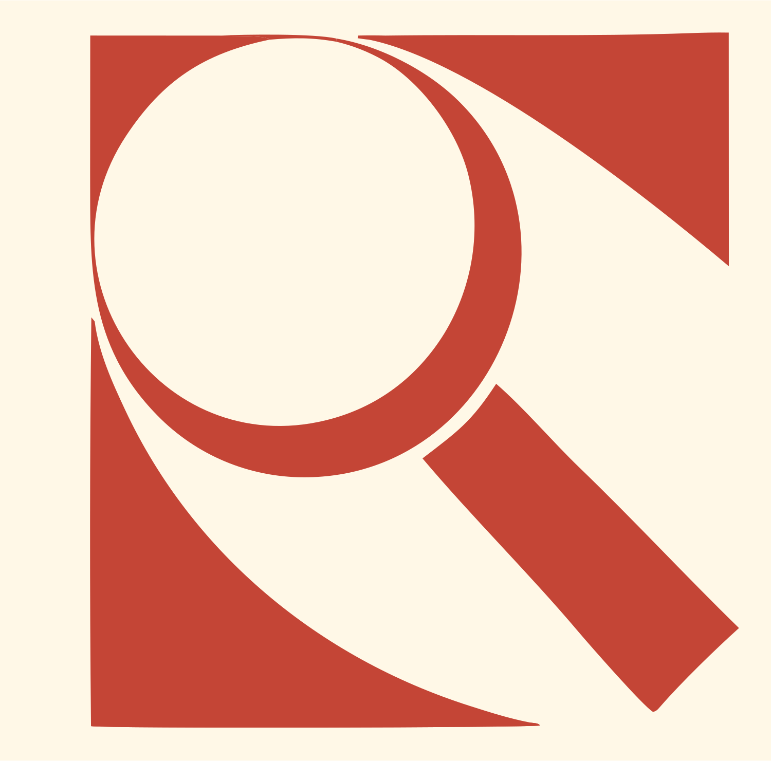 Swiss Style Magnifier Logo #fff8e7/#c44536