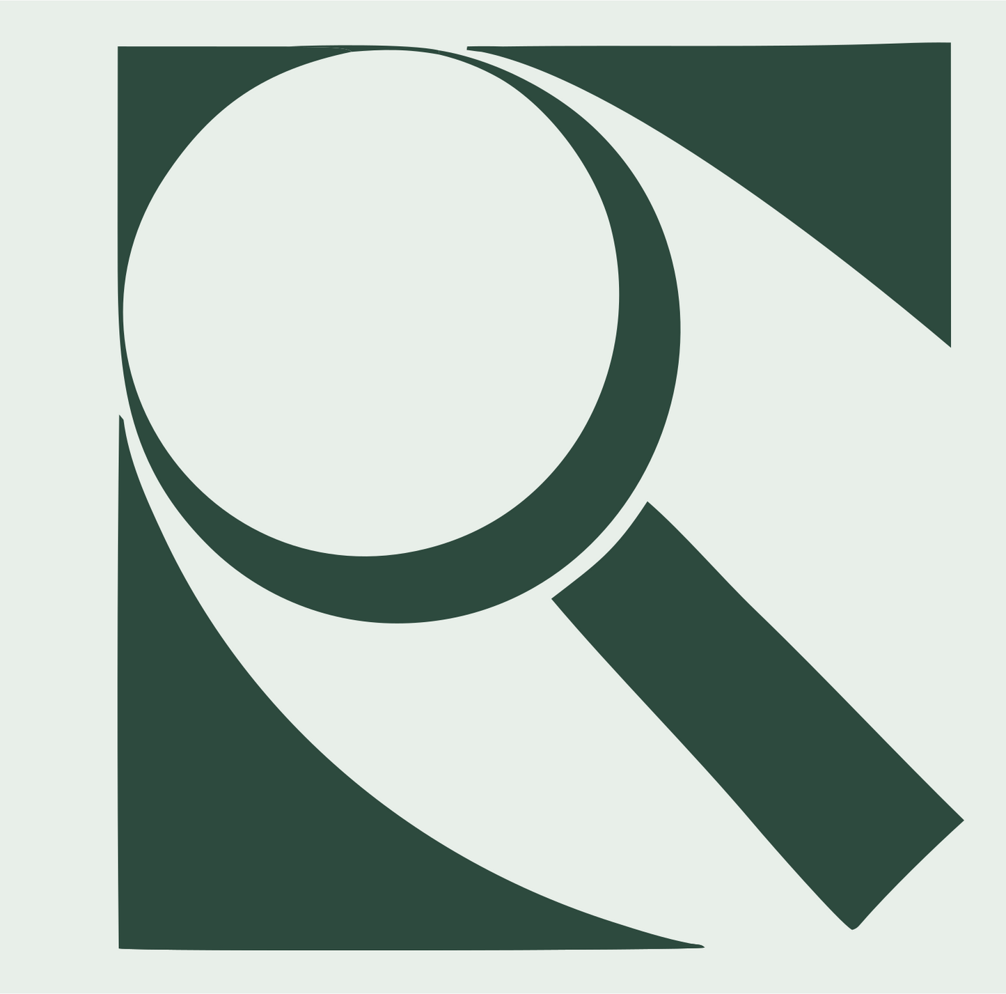 Swiss Style Magnifier Logo #e8efe9/#2d4a3e