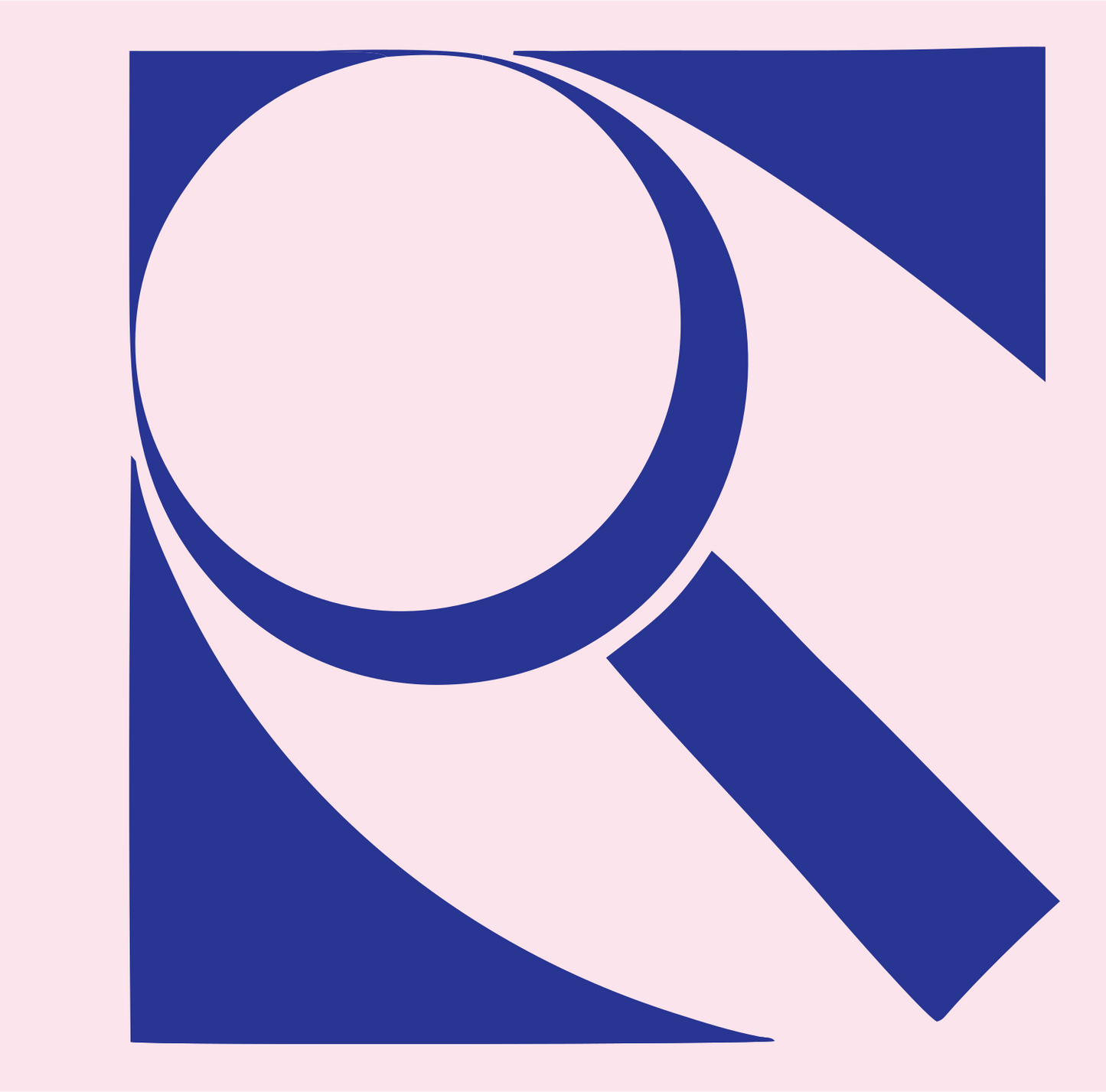 Swiss Style Magnifier Logo #fce4ec/#283593