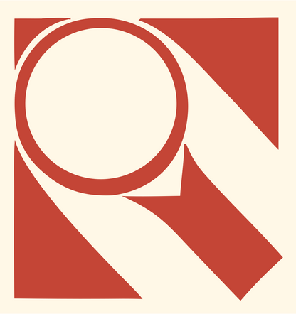 Magnifying Glass Square Logo #fff8e7/#c44536
