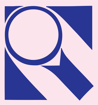 Magnifying Glass Square Logo #fce4ec/#283593
