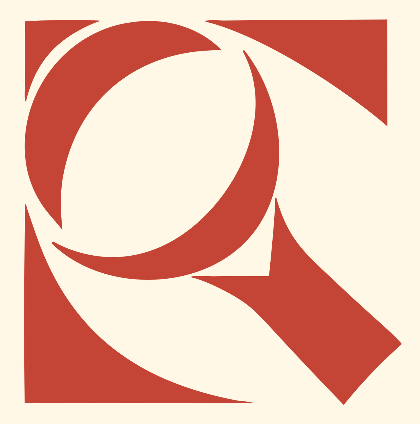 Swirl Magnifying Glass Logo #fff8e7/#c44536
