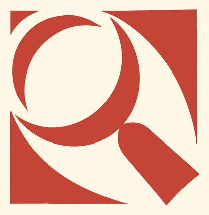 Negative Space Loupe Logo #fff8e7/#c44536