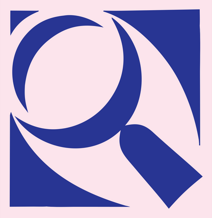 Negative Space Loupe Logo #fce4ec/#283593