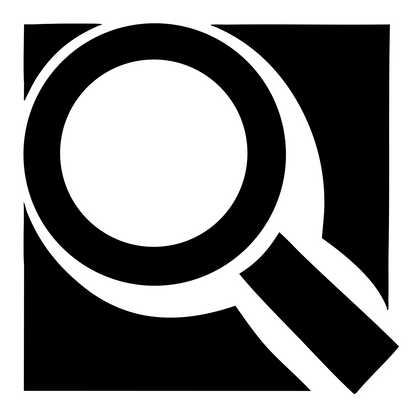 Bold Magnifying Glass Logo #ffffff/#000000