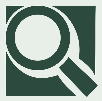 Bold Magnifying Glass Logo #e8efe9/#2d4a3e