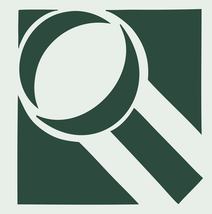 Overlapping Lens Search Logo #e8efe9/#2d4a3e