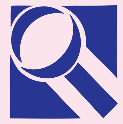 Overlapping Lens Search Logo #fce4ec/#283593