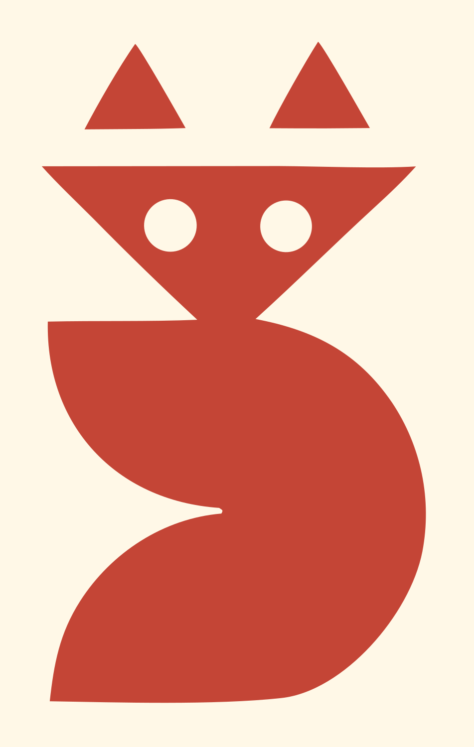 Bold Sitting Cat Badge #fff8e7/#c44536