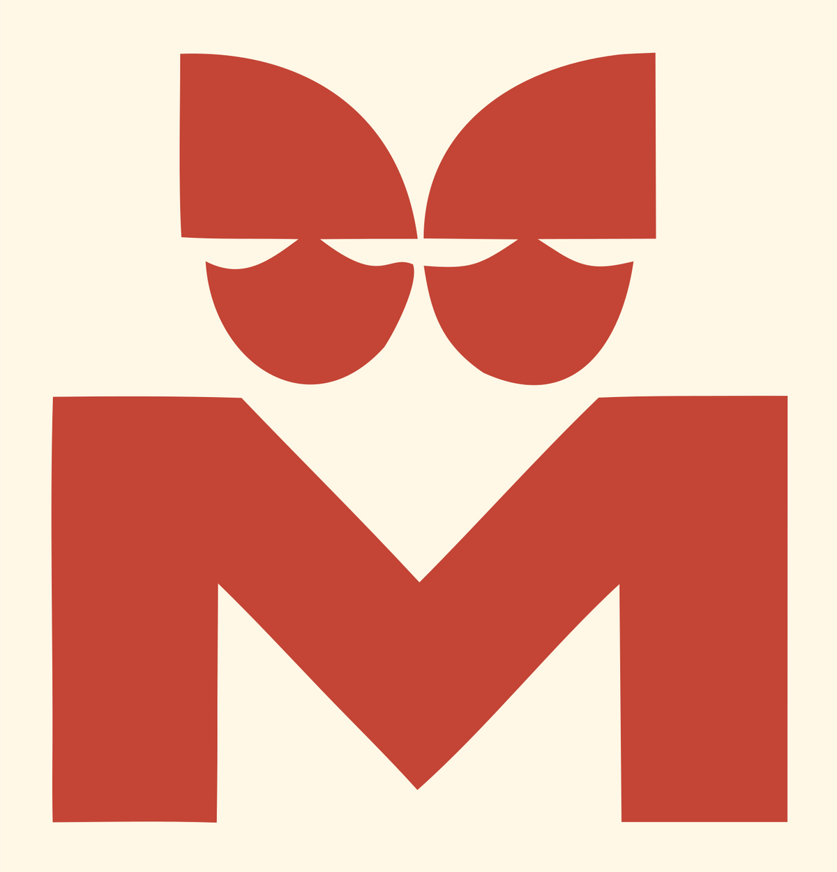 Bold Letter M Cat Face Icon #fff8e7/#c44536