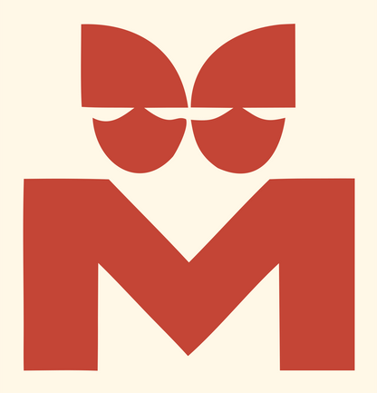 Bold Letter M Cat Face Icon #fff8e7/#c44536