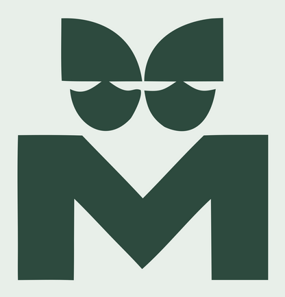 Bold Letter M Cat Face Icon #e8efe9/#2d4a3e