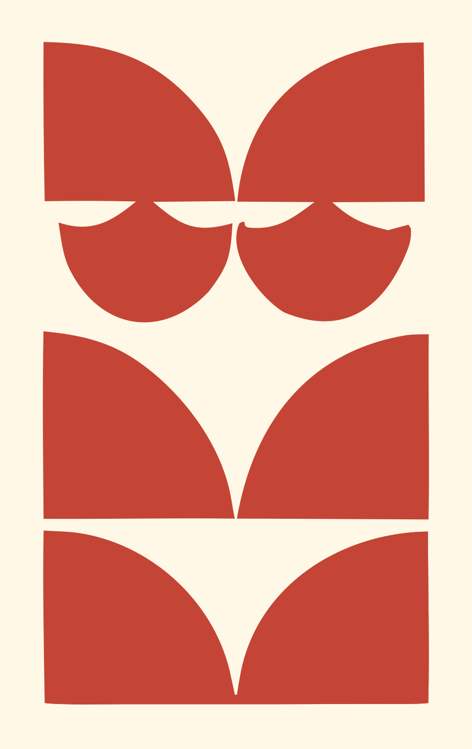 Bold Negative Space Stacked Cat Totem Icon #fff8e7/#c44536