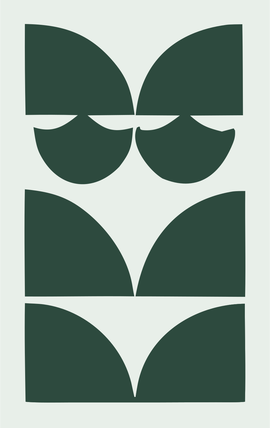 Bold Negative Space Stacked Cat Totem Icon #e8efe9/#2d4a3e