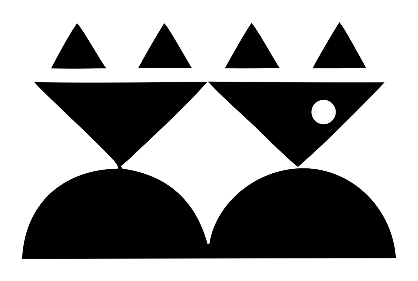 Twin Cats Geometric Crest #ffffff/#000000