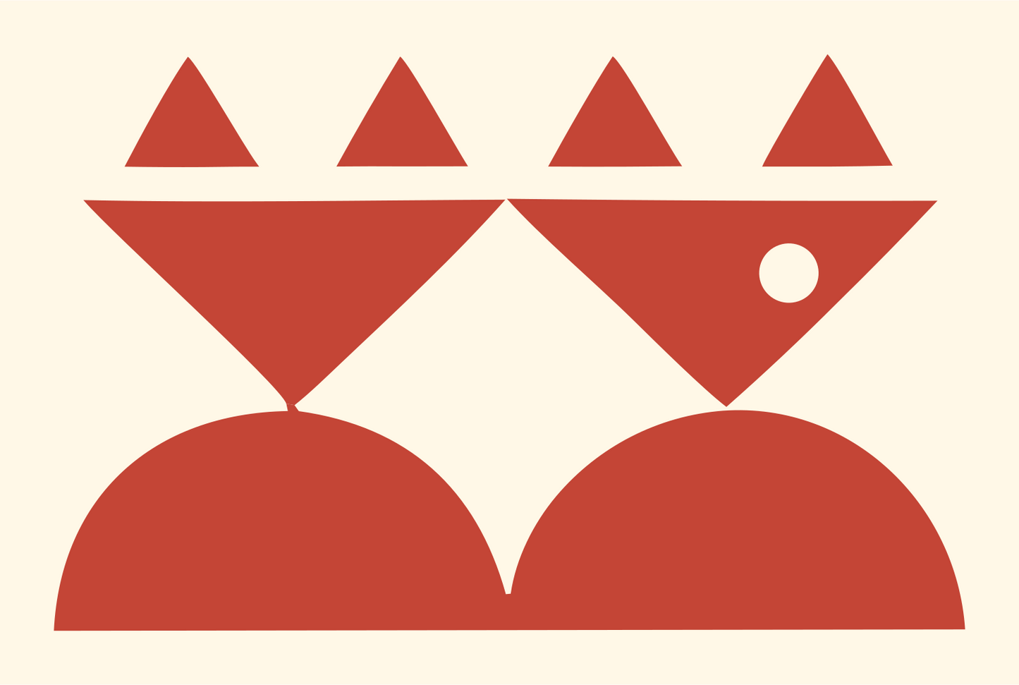 Twin Cats Geometric Crest #fff8e7/#c44536
