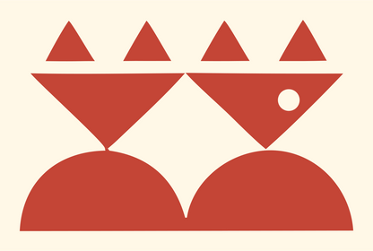 Twin Cats Geometric Crest #fff8e7/#c44536