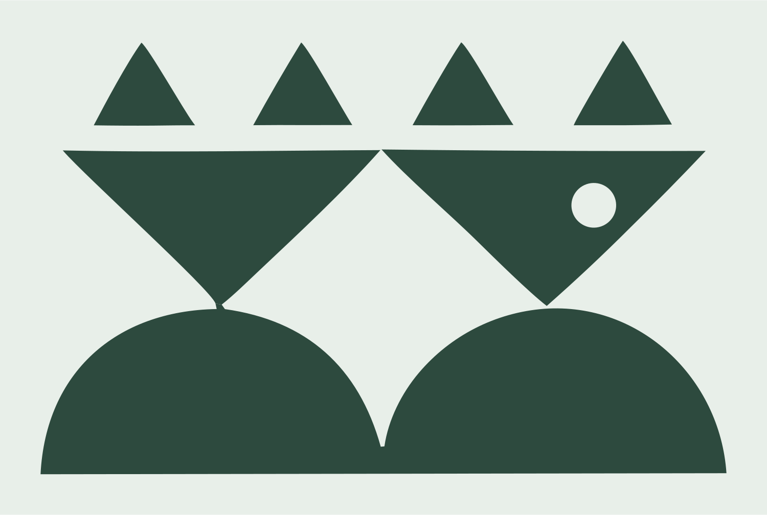 Twin Cats Geometric Crest #e8efe9/#2d4a3e