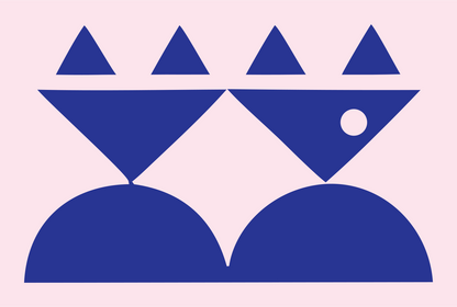 Twin Cats Geometric Crest #fce4ec/#283593