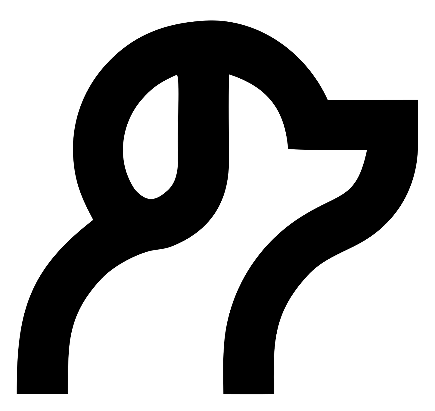 Monoline Abstract Dog Snout Mark #ffffff/#000000