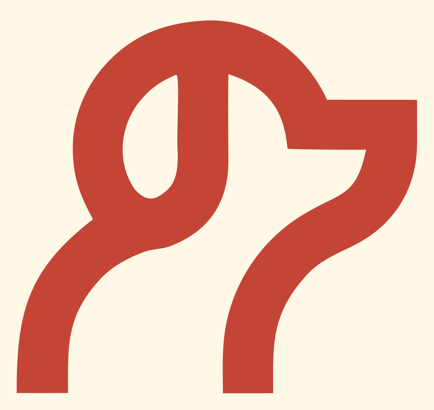 Monoline Abstract Dog Snout Mark #fff8e7/#c44536