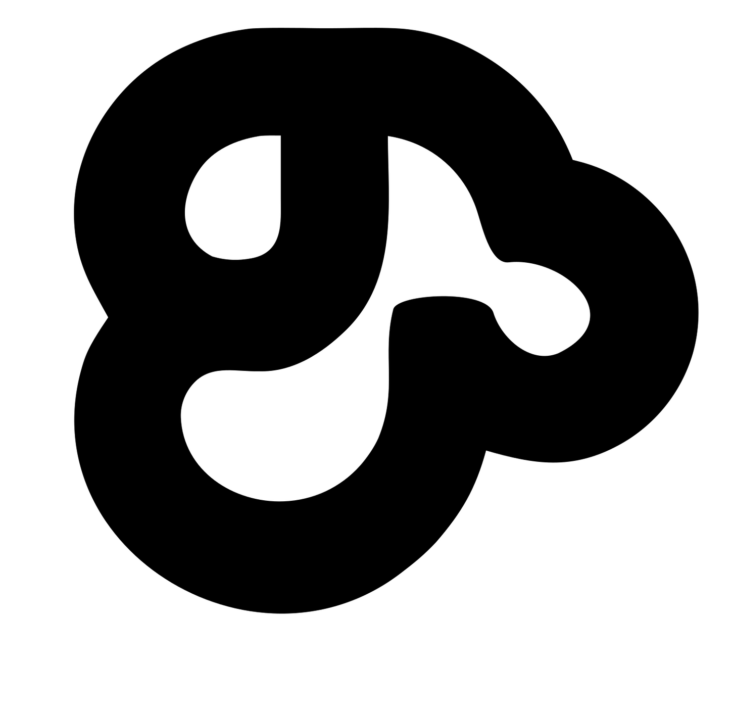 Monoline Curled Dog Letter Mark #ffffff/#000000