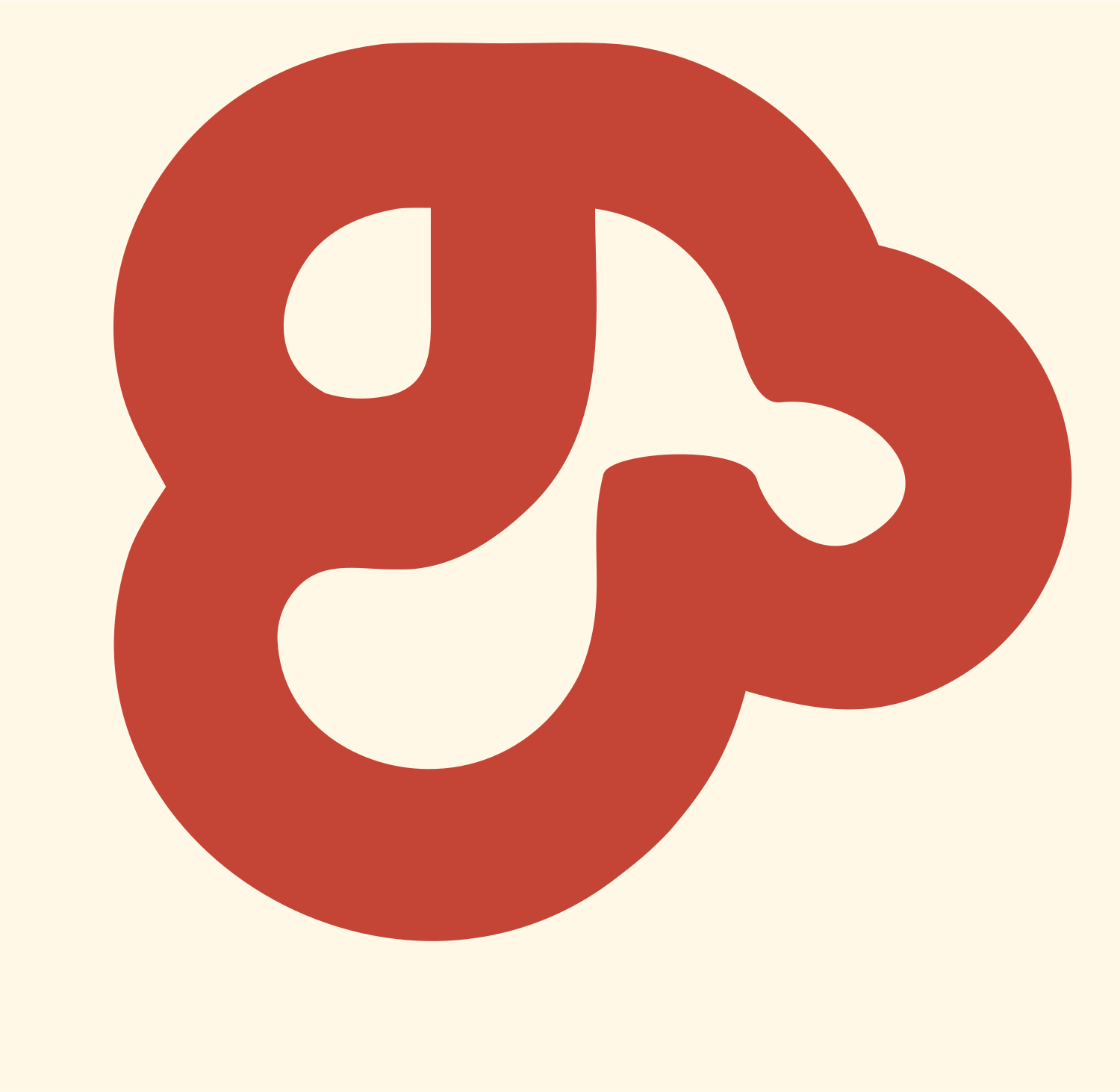 Monoline Curled Dog Letter Mark #fff8e7/#c44536