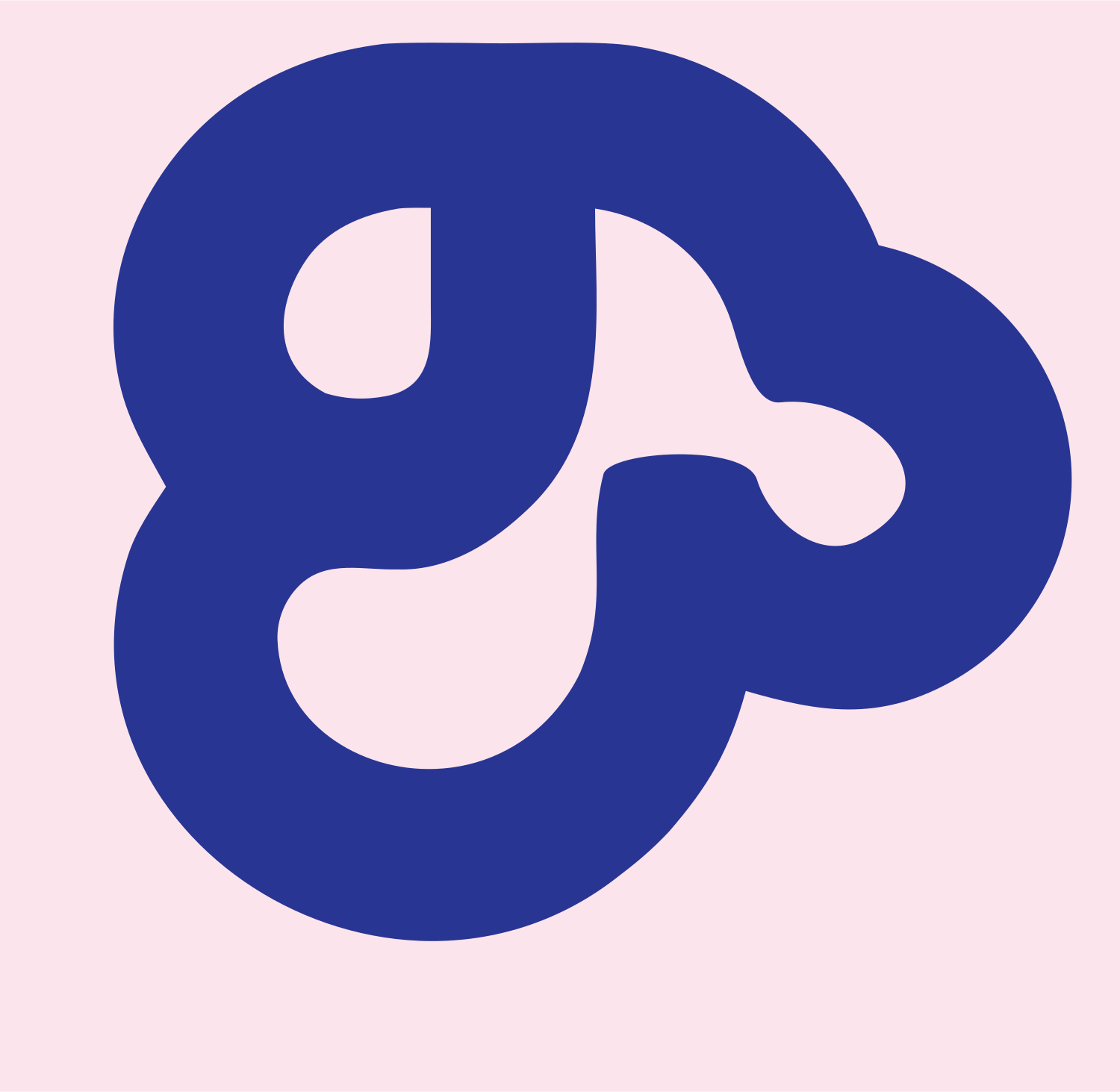 Monoline Curled Dog Letter Mark #fce4ec/#283593