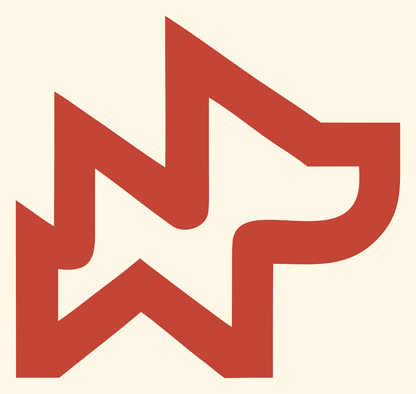 Monoline Angular Wolf Head Profile Mark #fff8e7/#c44536