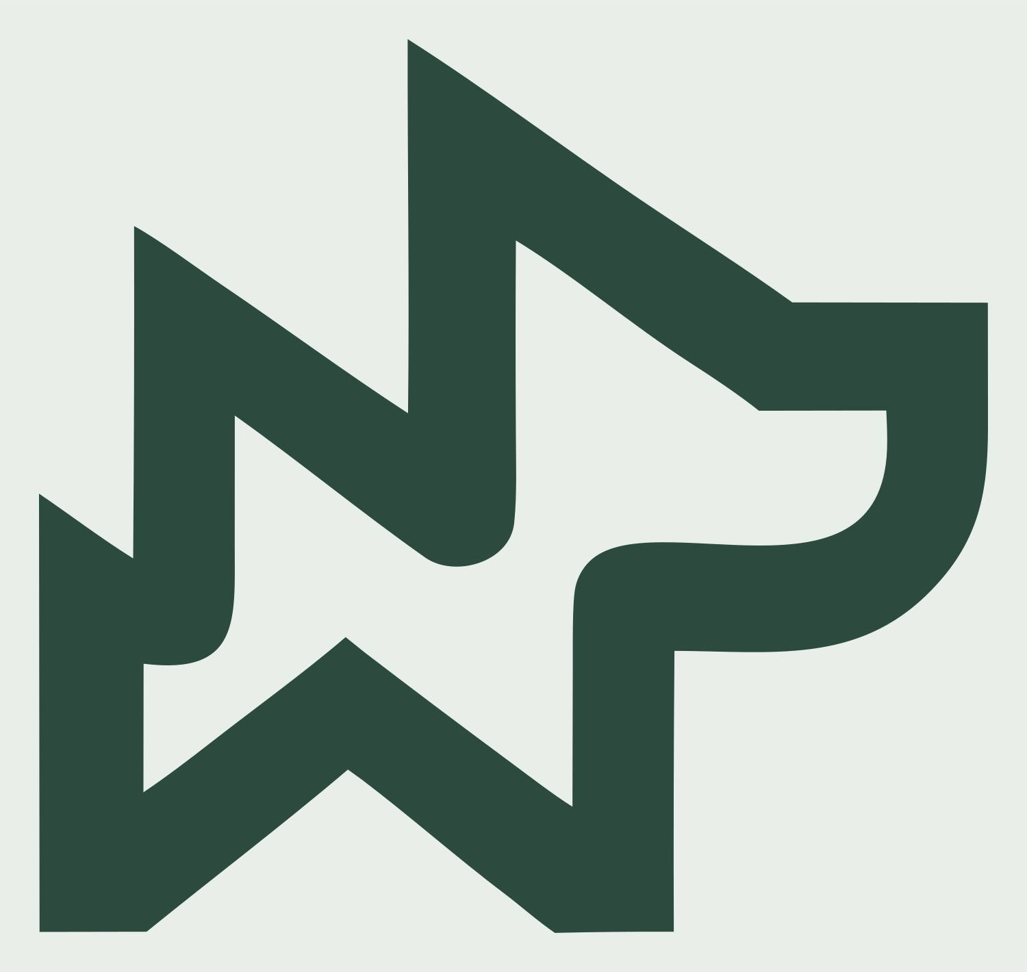 Monoline Angular Wolf Head Profile Mark #e8efe9/#2d4a3e