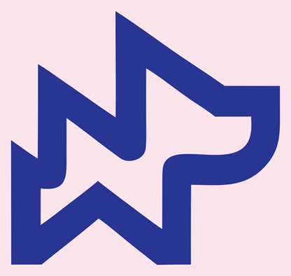 Monoline Angular Wolf Head Profile Mark #fce4ec/#283593