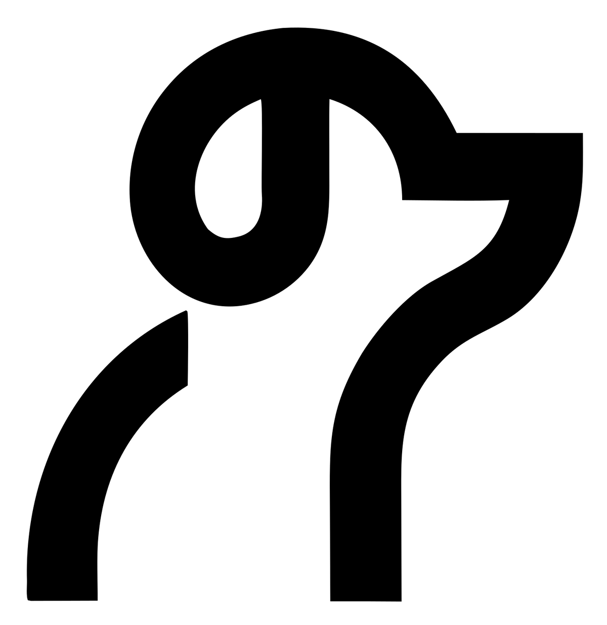 Monoline Upward Sniffing Dog Profile Mark #ffffff/#000000