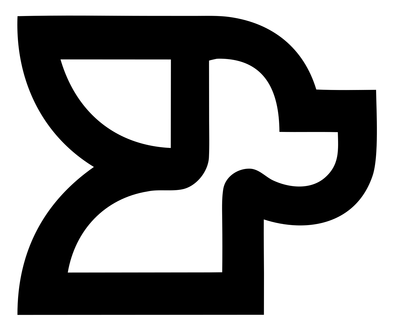Monoline Curved Dog Head Letter Mark #ffffff/#000000