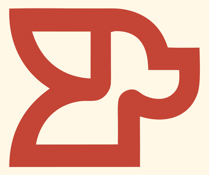 Monoline Curved Dog Head Letter Mark #fff8e7/#c44536