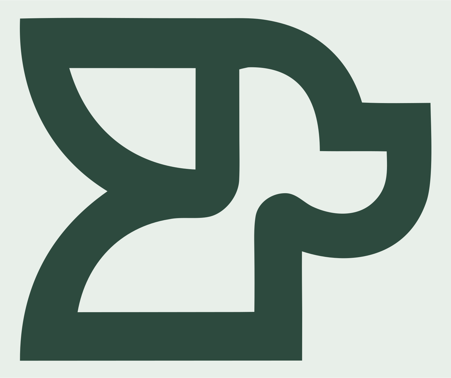 Monoline Curved Dog Head Letter Mark #e8efe9/#2d4a3e