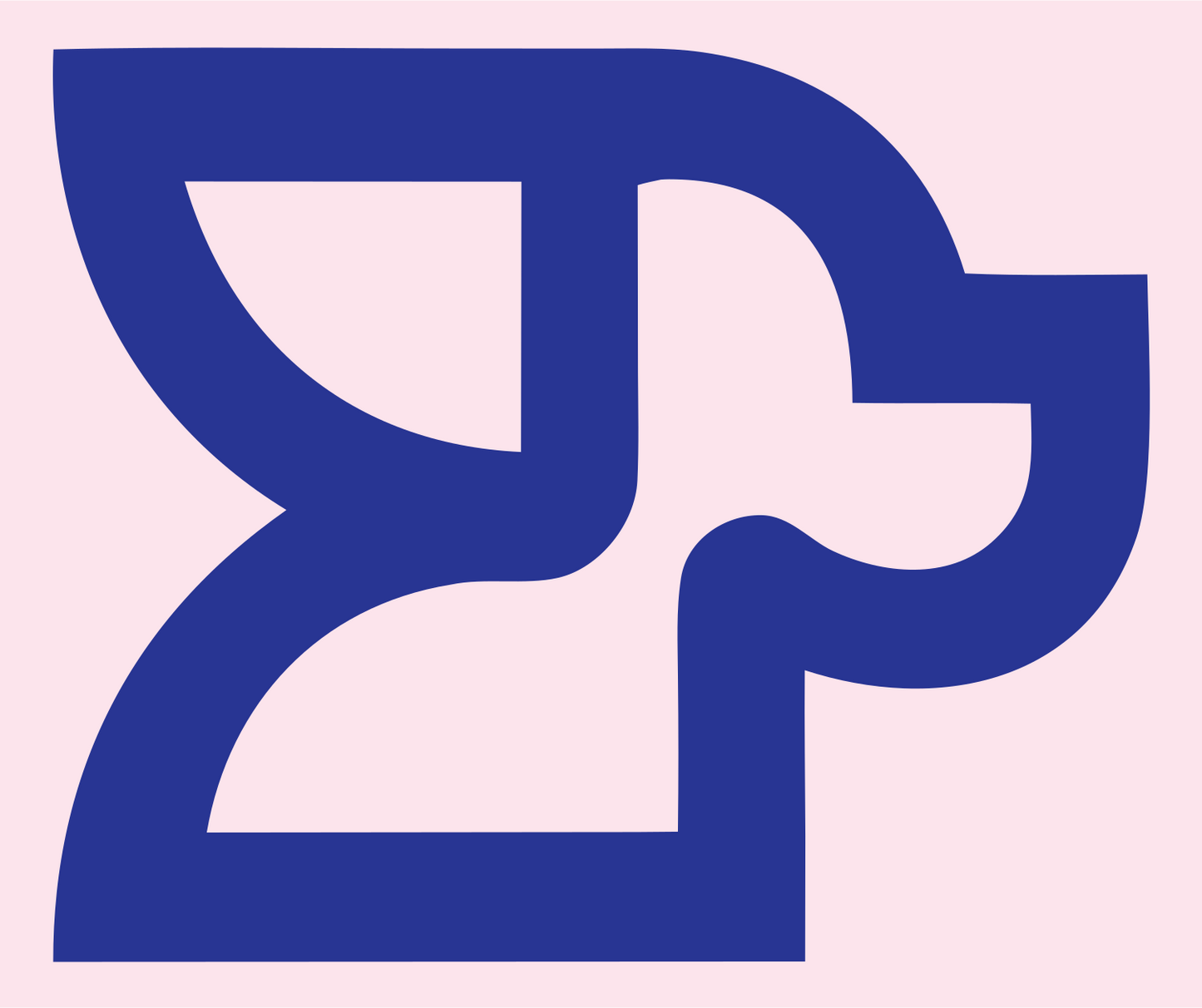 Monoline Curved Dog Head Letter Mark #fce4ec/#283593