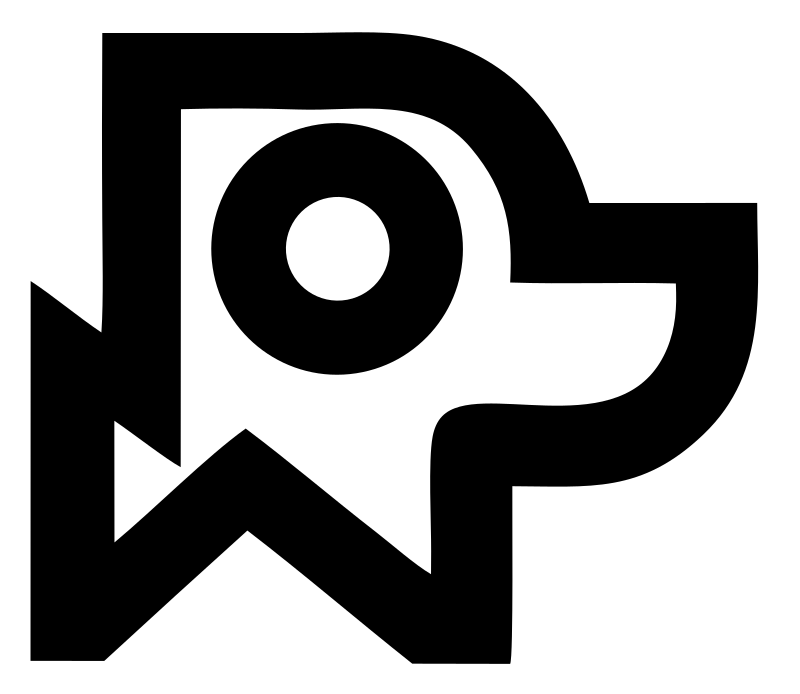 Monoline Angular Dog Head Square Mark