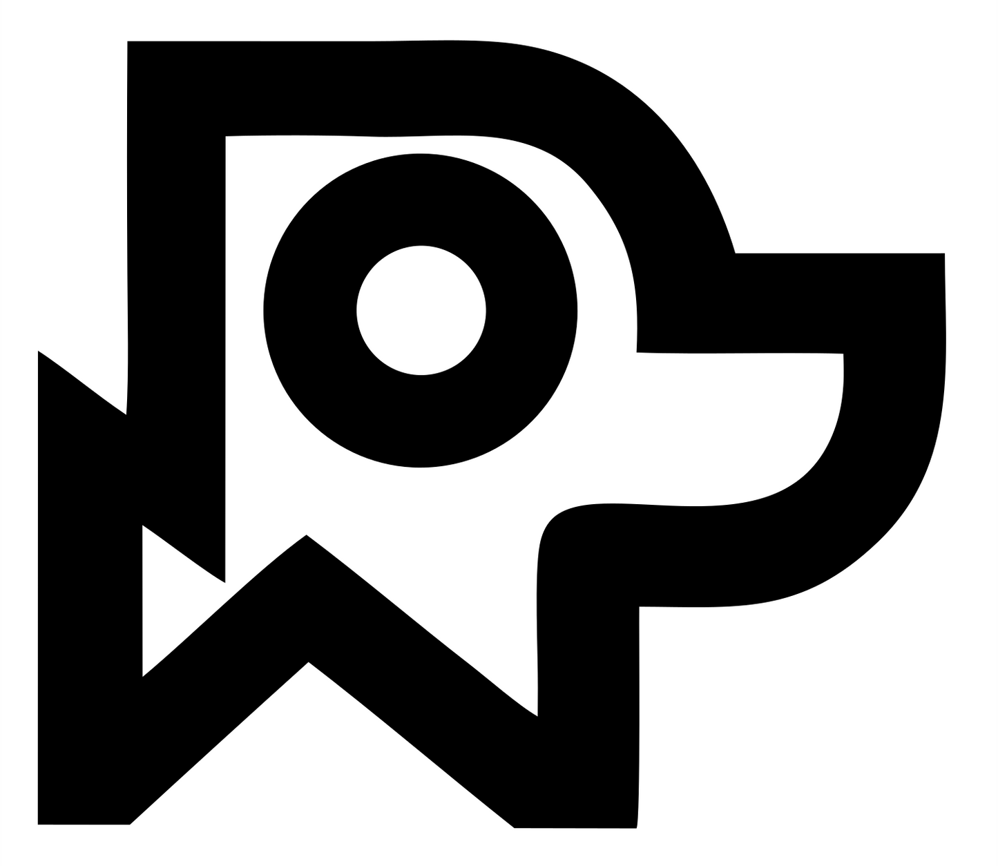 Monoline Angular Dog Head Square Mark #ffffff/#000000