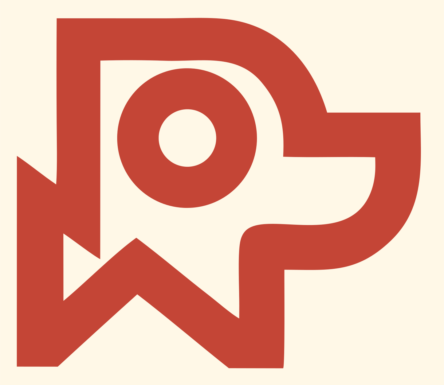 Monoline Angular Dog Head Square Mark #fff8e7/#c44536
