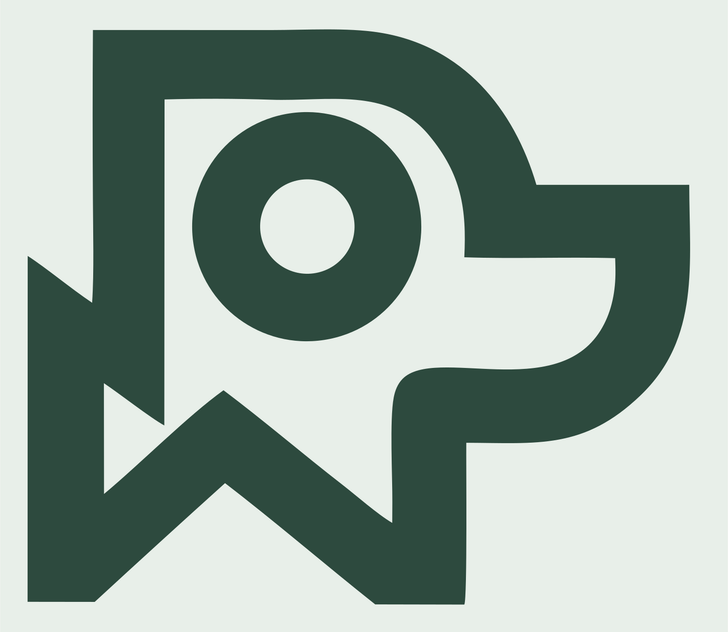 Monoline Angular Dog Head Square Mark #e8efe9/#2d4a3e