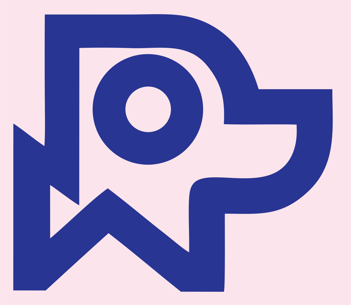 Monoline Angular Dog Head Square Mark #fce4ec/#283593