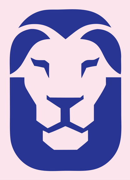 Bold Lion Head Mark #fce4ec/#283593