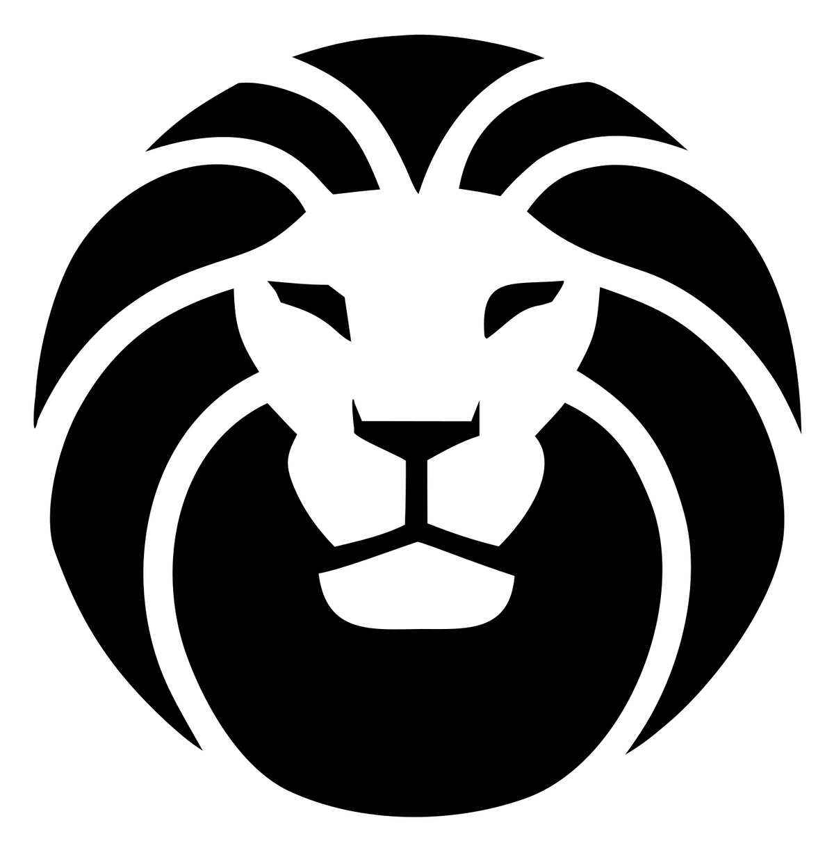 Circular Mane Negative Space Lion Emblem #ffffff/#000000